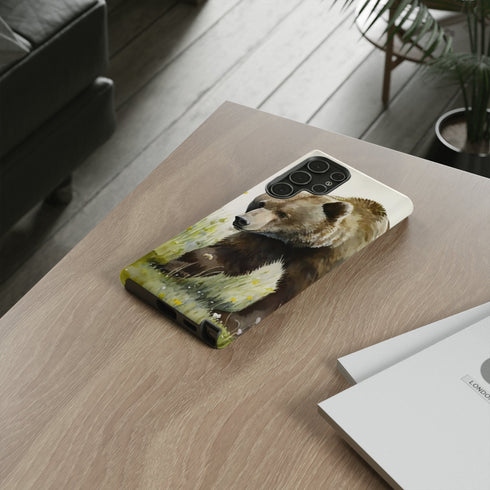 Grizzly Bear in a Field - Impact Resistant Phone Case
